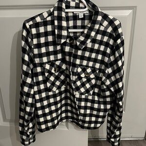 Stylish Black and White Checkered Utility Jacket